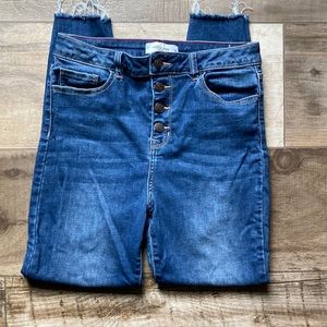 Carly jeans button high waisted raw hem jean